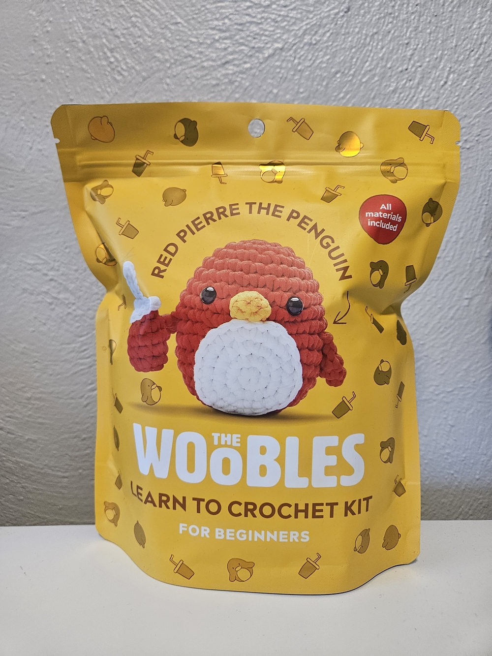 The Woobles Pierre Penguin Crochet Kit - Yellow Packaging
